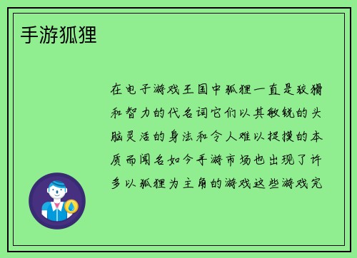 手游狐狸
